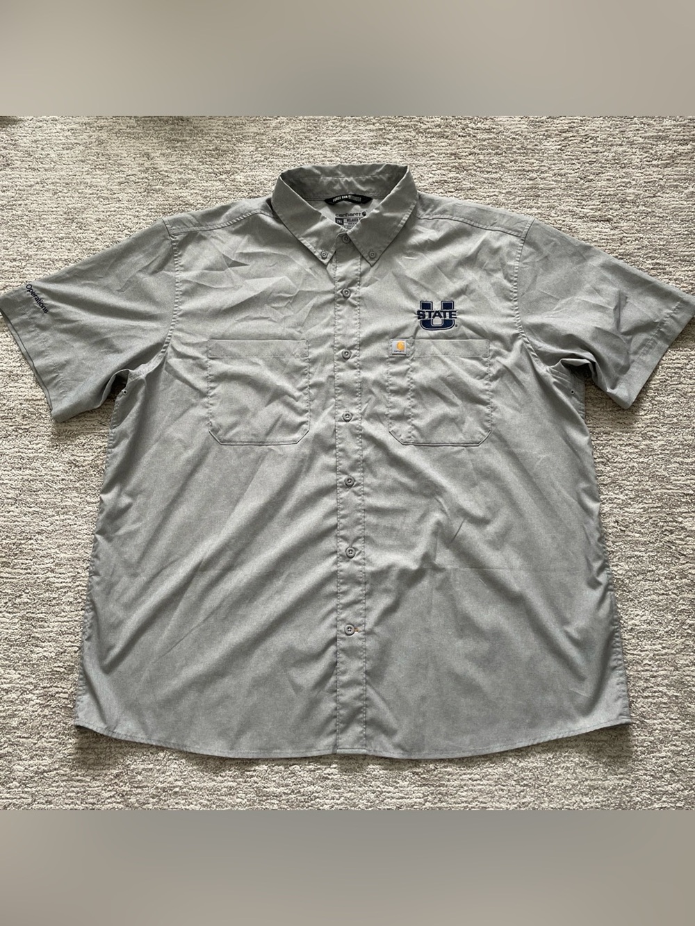 Carhartt Utah State Aggie Force Sun Defender Vented Gray Button Mens Size XXL